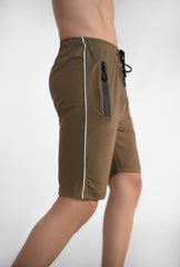 Linecut Shorts -Camel